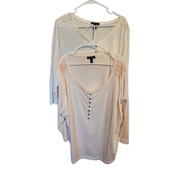 BUNDLE- Lauren Ralph Lauren- Plus Size Women Peach and Cream Long Sleeve Basics - Picture 11 of 12